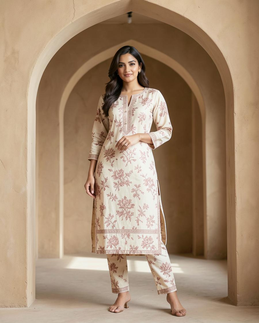 Ivory Block Print 2 Piece Set